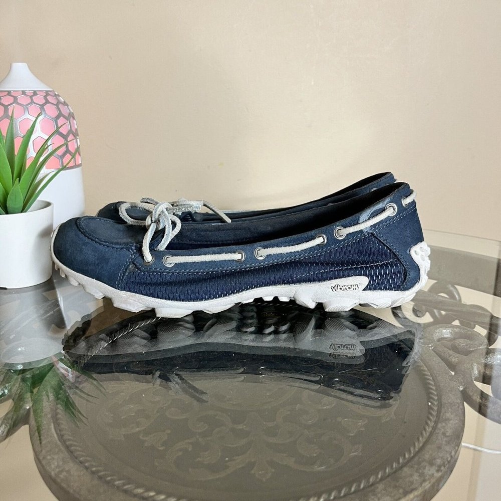 Merrell Marina Ink Loafers Blue Leather Womens Size 7.5 Slip On Vibram Shoes GUC